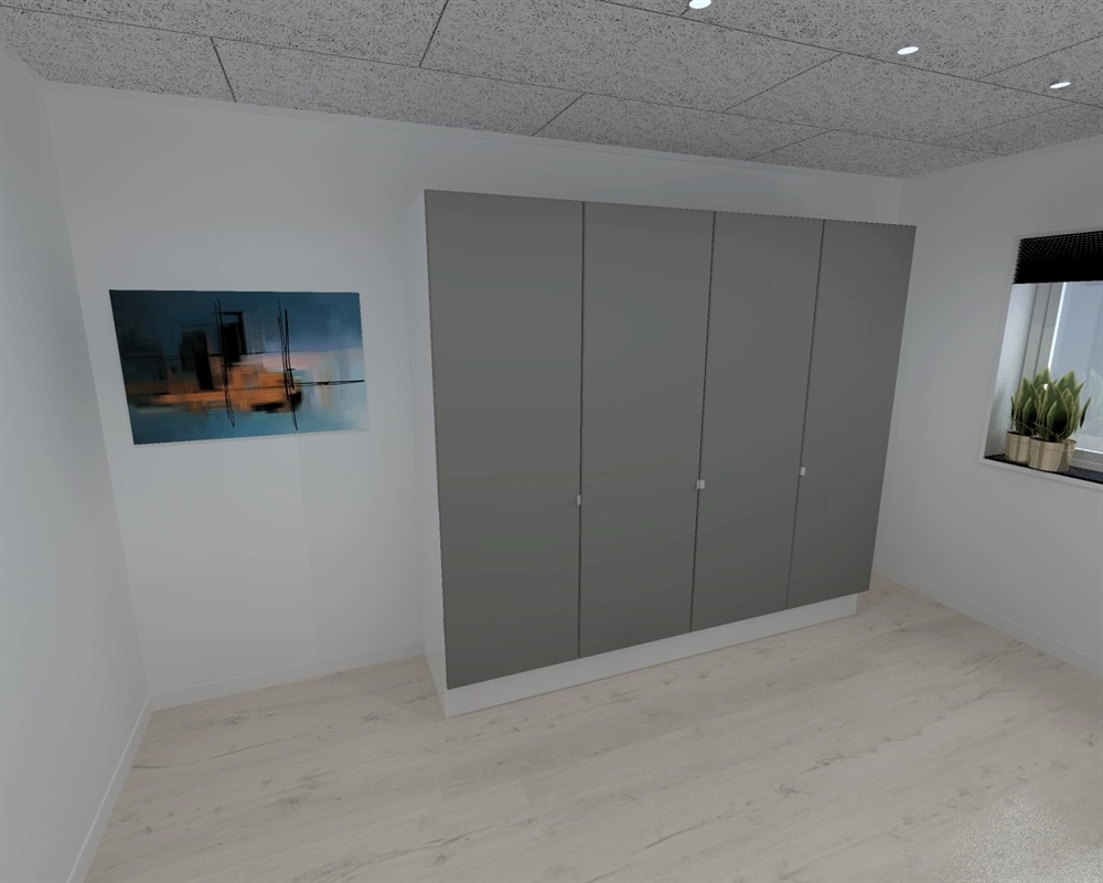 Kitchn Garderobeskap med 4 dører i grått, 240 cm fra Kitchn med Phoenix Mat Grå front.